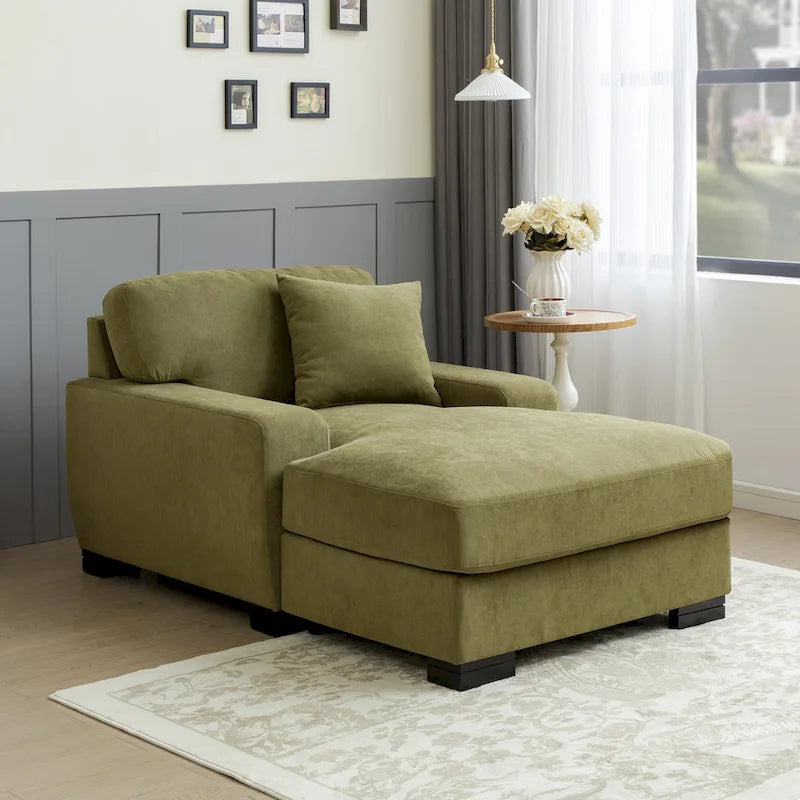 Sofá-cama moderno de meados do século, extragrande, com chaise longue e almofada