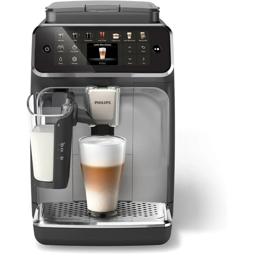 Premium-Espressomaschine, 12 heiße oder kalte Kaffeespezialitäten, LatteGo-System, Keramikmahlwerk, Schwarzchrom