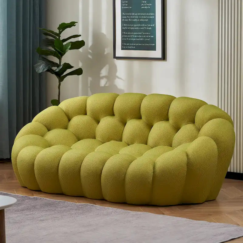 Sofá relax curvo Bubble de 2 lugares, em forma de favo de mel, com tecido têxtil 3D, para sala de estar, salão ou apartamento