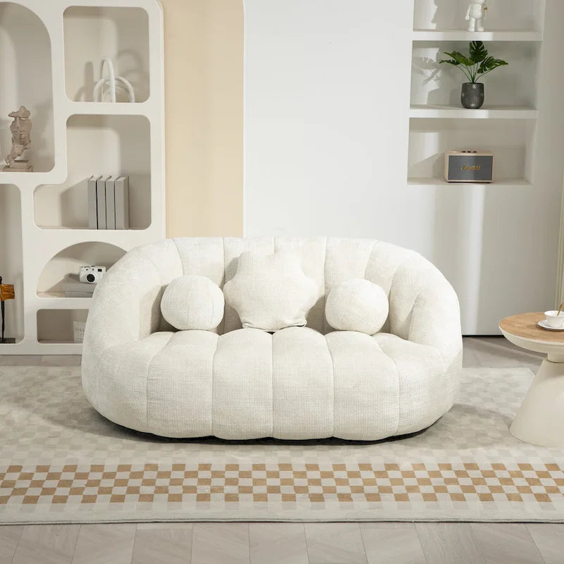 Witte chenille loungefauteuil van 63,78 met schuim met hoge dichtheid