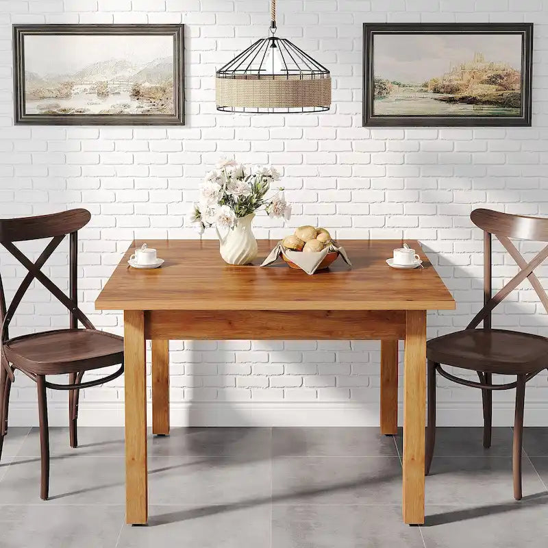 39.4 Inches Square 2-4 People Dining Table with Solid Wood Legs for Living Room Dining Room