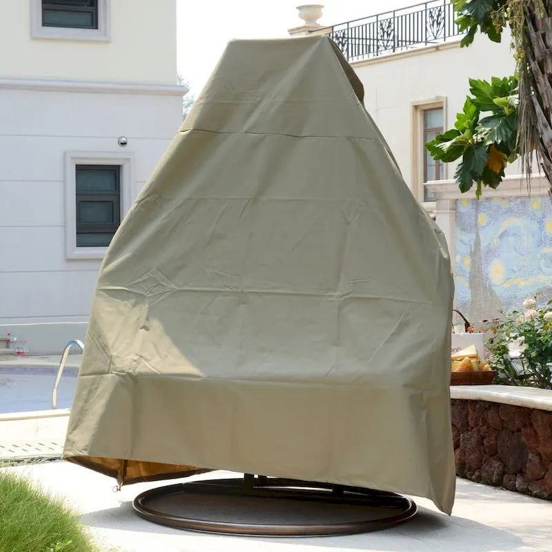 Poltrona sospesa a uovo LeisureMod per 2 persone con supporto - Altalena da patio in rattan intrecciato per esterni/interni, chaise longue con cuscini