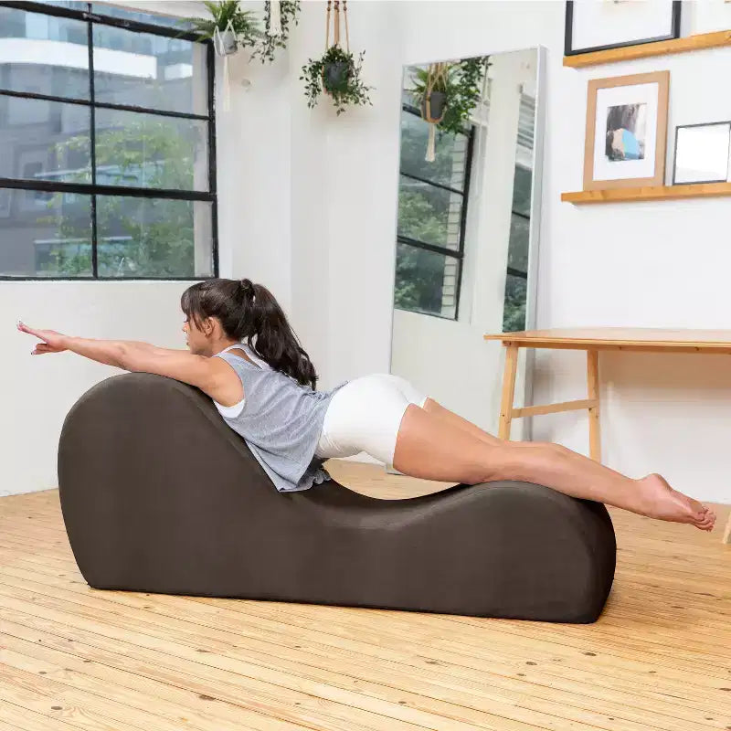 Espreguiçadeira elegante Avana para ioga - fabricada nos EUA - ideal para alongamentos, relaxamento, exercício e muito mais, 60D x 18W x 26H polegadas, cinzento-claro
