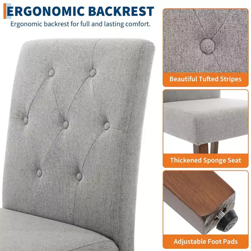 Parsons-Esszimmerstühle mit Knopfheftung, Set aus 6/4 Stück – gepolsterte Küchenstühle aus Stoff mit Holzbeinen und gepolsterten Sitzen – moderner Stil