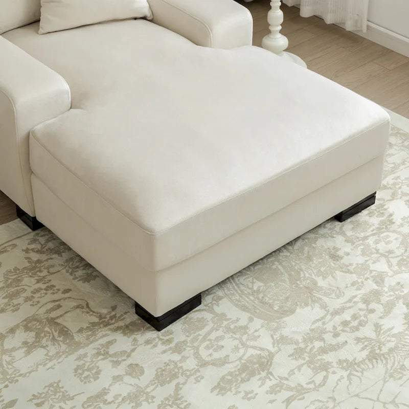 Sofá-cama moderno de meados do século, extragrande, com chaise longue e almofada