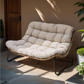 Doppelter Papasan-Sessel als Loveseat mit Kissen, wetterfestes PE-Rattan und Metallgestell für drinnen und draußen