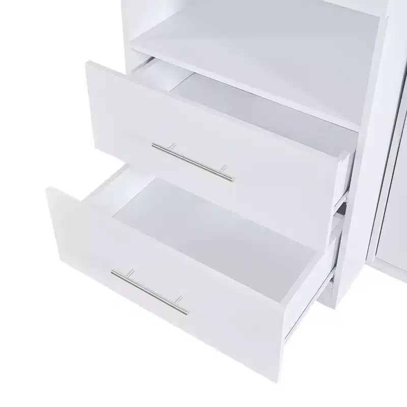 Cama escamoteável de solteiro com estrutura de cama de parede, armário de madeira com roupeiro integrado, gavetas de arrumação e prateleiras abertas, branco -ModernLuxe