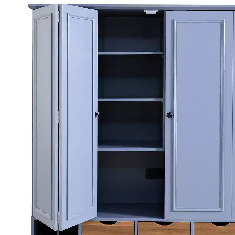 Despensa de cozinha independente Whisen, com 71' de altura, armário grande de arrumação para sala de jantar, aparador com 4 portas rebatíveis, prateleiras e suportes para garrafas de vinho