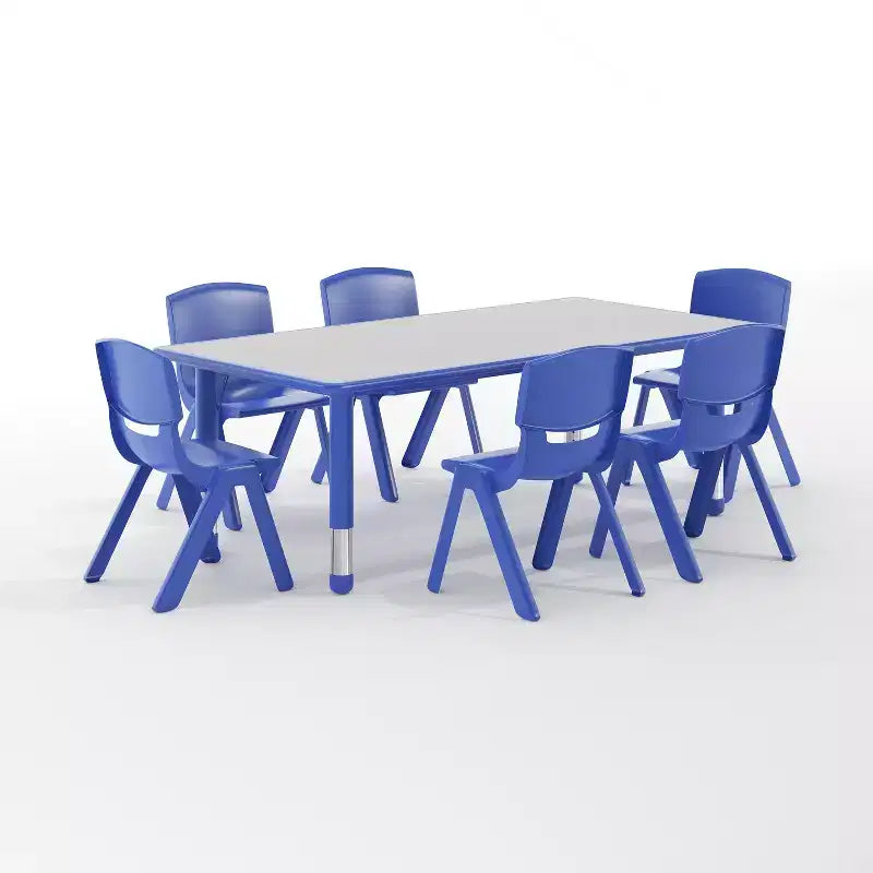 Rechteckiges, höhenverstellbares Aktivitätstisch-Set aus Kunststoff von Emma und Oliver, 23,625 W × 47,25 L, mit 6 Stühlen
