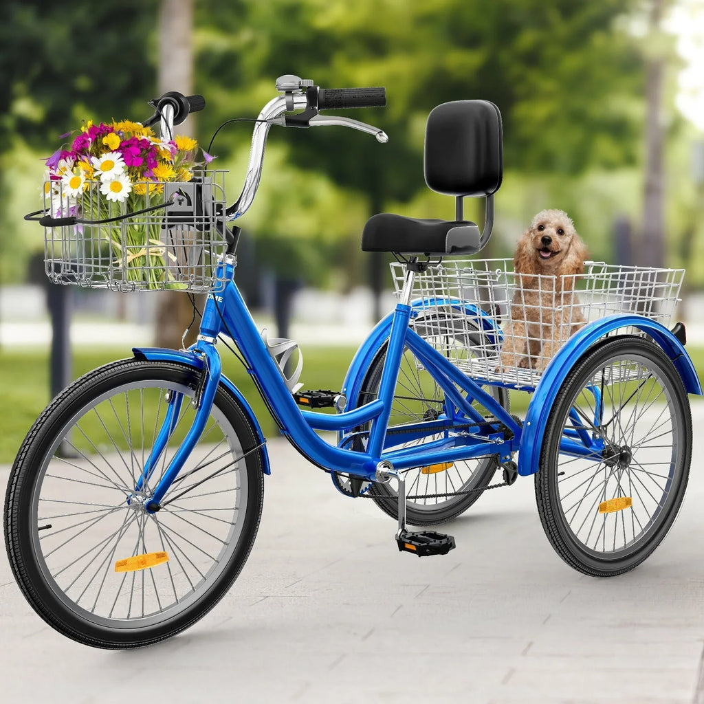 Tricycle pour adulte 26 pouces, vélo à trois roues à 7 vitesses