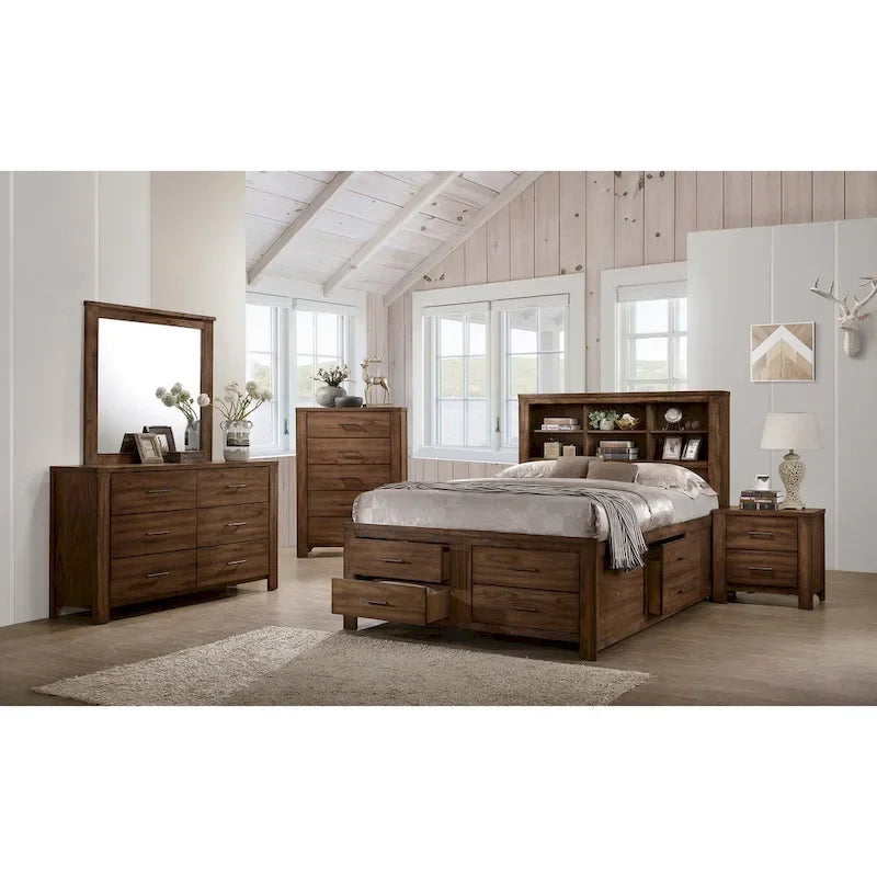 Letto con 6 cassetti sottoletto in noce