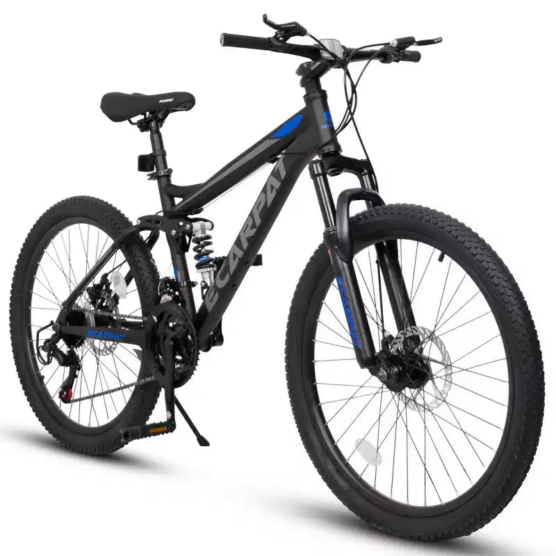 Mountain bike Okak da 26" con freni a disco, bicicletta per adulti a 21 velocità con telaio resistente e doppio ammortizzatore posteriore, bicicletta per ciclismo urbano su strada