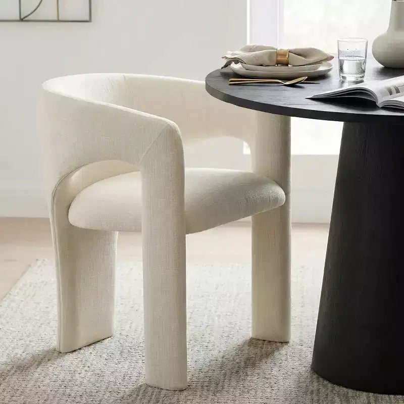 Ensemble de petite table à manger pour 2 personnes, chaises rembourrées beiges, table ronde à piètement central, mobilier de cuisine moderne et compact-Panipeachy