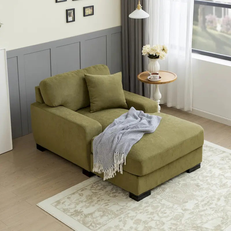 Sofá-cama moderno de meados do século, extragrande, com chaise longue e almofada