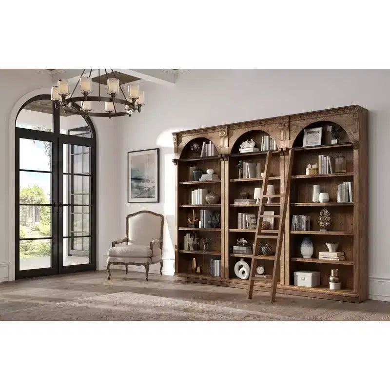 Bibliothèque murale haute traditionnelle de 94 po, marron, collection Stratton - Martin Furniture