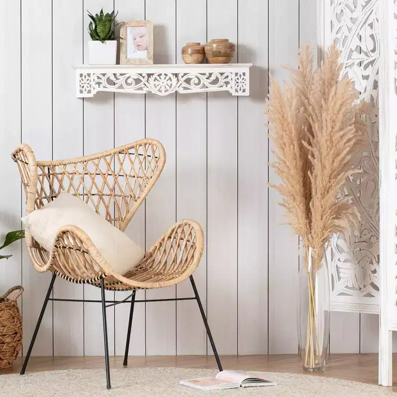 Mensola a sporgenza Morris bianca da 30" Brewster: Set di mensole decorative da parete in MDF in stile bohémien, nessun assemblaggio richiesto