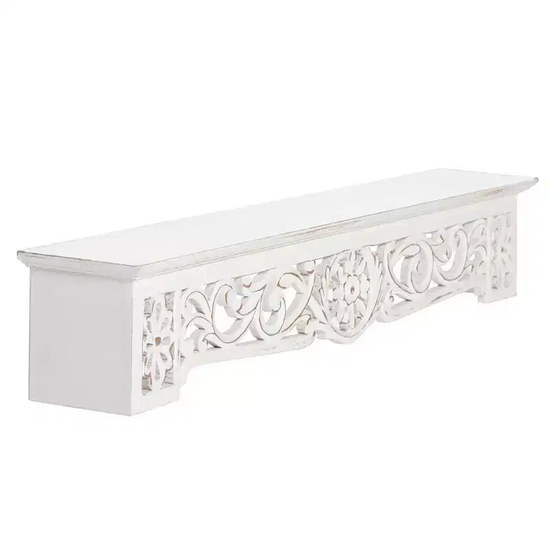 Mensola a sporgenza Morris bianca da 30" Brewster: Set di mensole decorative da parete in MDF in stile bohémien, nessun assemblaggio richiesto