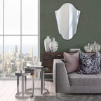 Specchio da parete ad arco 105 x 74 cm con cornice in ferro grigio opaco: stile moderno, nessun assemblaggio richiesto, montaggio a parete
