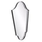 Specchio da parete ad arco 105 x 74 cm con cornice in ferro grigio opaco: stile moderno, nessun assemblaggio richiesto, montaggio a parete