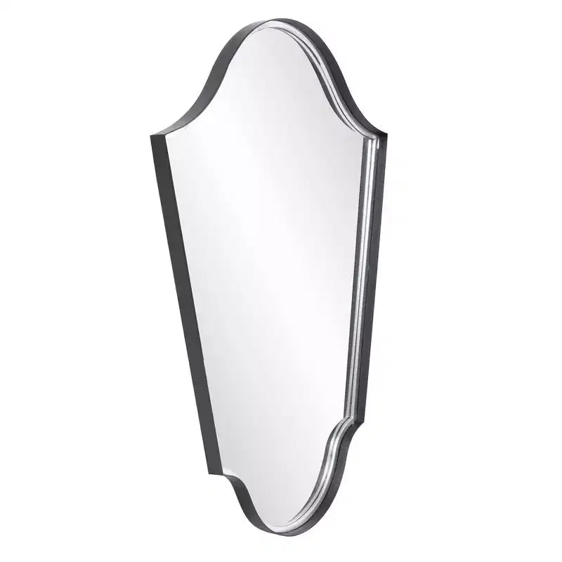 Specchio da parete ad arco 105 x 74 cm con cornice in ferro grigio opaco: stile moderno, nessun assemblaggio richiesto, montaggio a parete