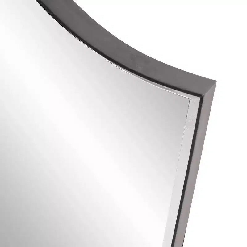 Specchio da parete ad arco 105 x 74 cm con cornice in ferro grigio opaco: stile moderno, nessun assemblaggio richiesto, montaggio a parete
