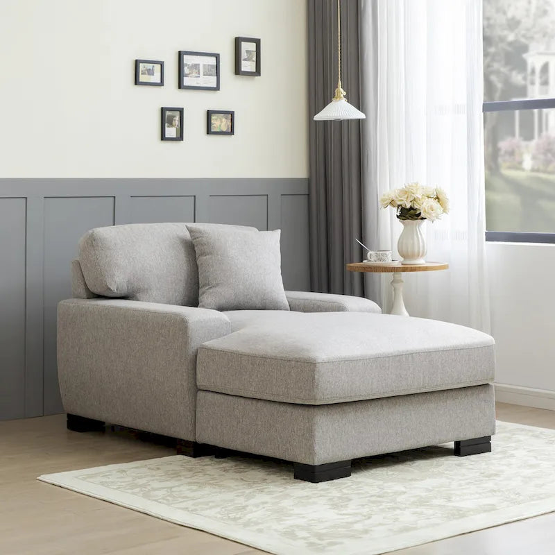 Sofá-cama moderno de meados do século, extragrande, com chaise longue e almofada