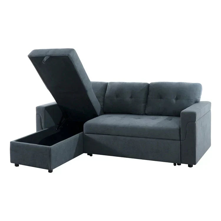 Convertible Reversible Sectional Sofa with Pull-Out Sleeper Bed, Hidden Storage Chaise, and Durable Legs