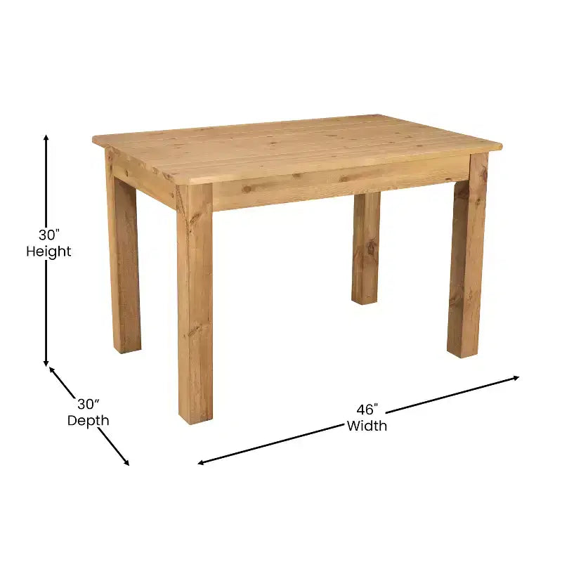 Tavolo da pranzo rettangolare in pino massello Flash Furniture, 46 x 30
