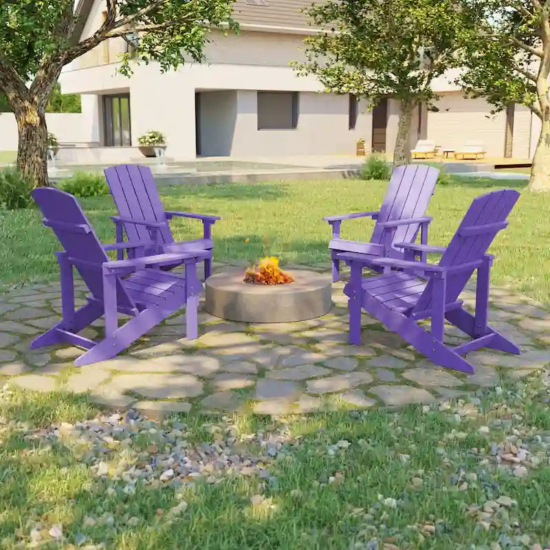 Conjunto de 4 cadeiras Adirondack de exterior em madeira resistente às intempéries Bonosuki