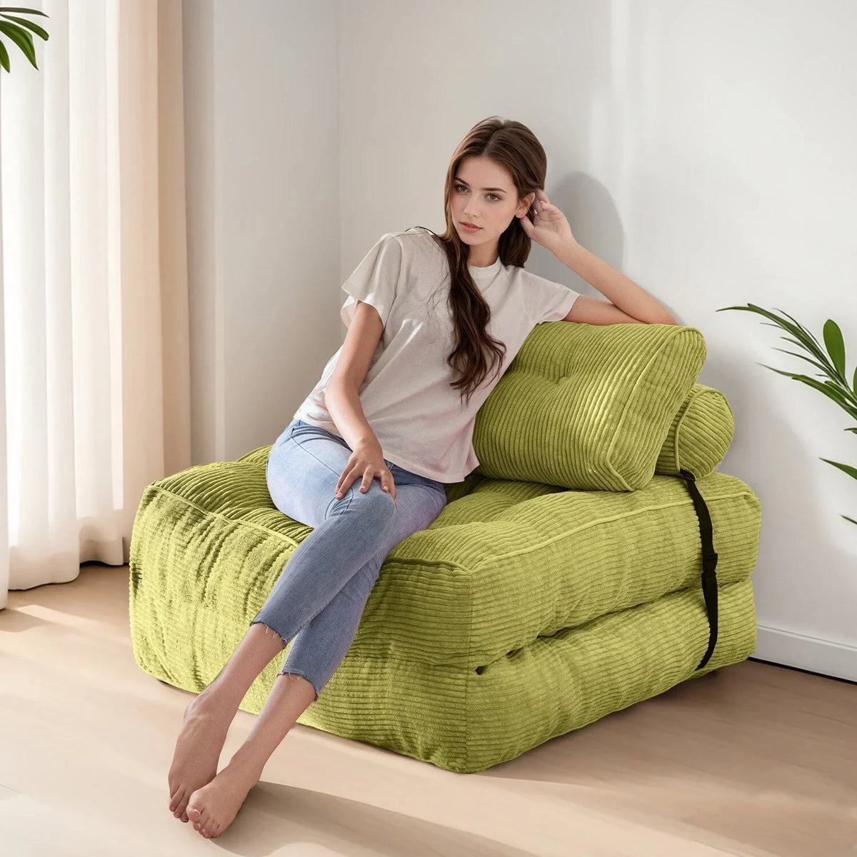 8 Cord-Sofa zum Zusammenklappen, Schlafsofa, Einzel
