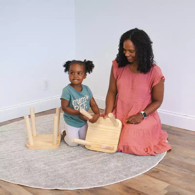 Set 2 Sgabelli per Bambini Legno Naturale