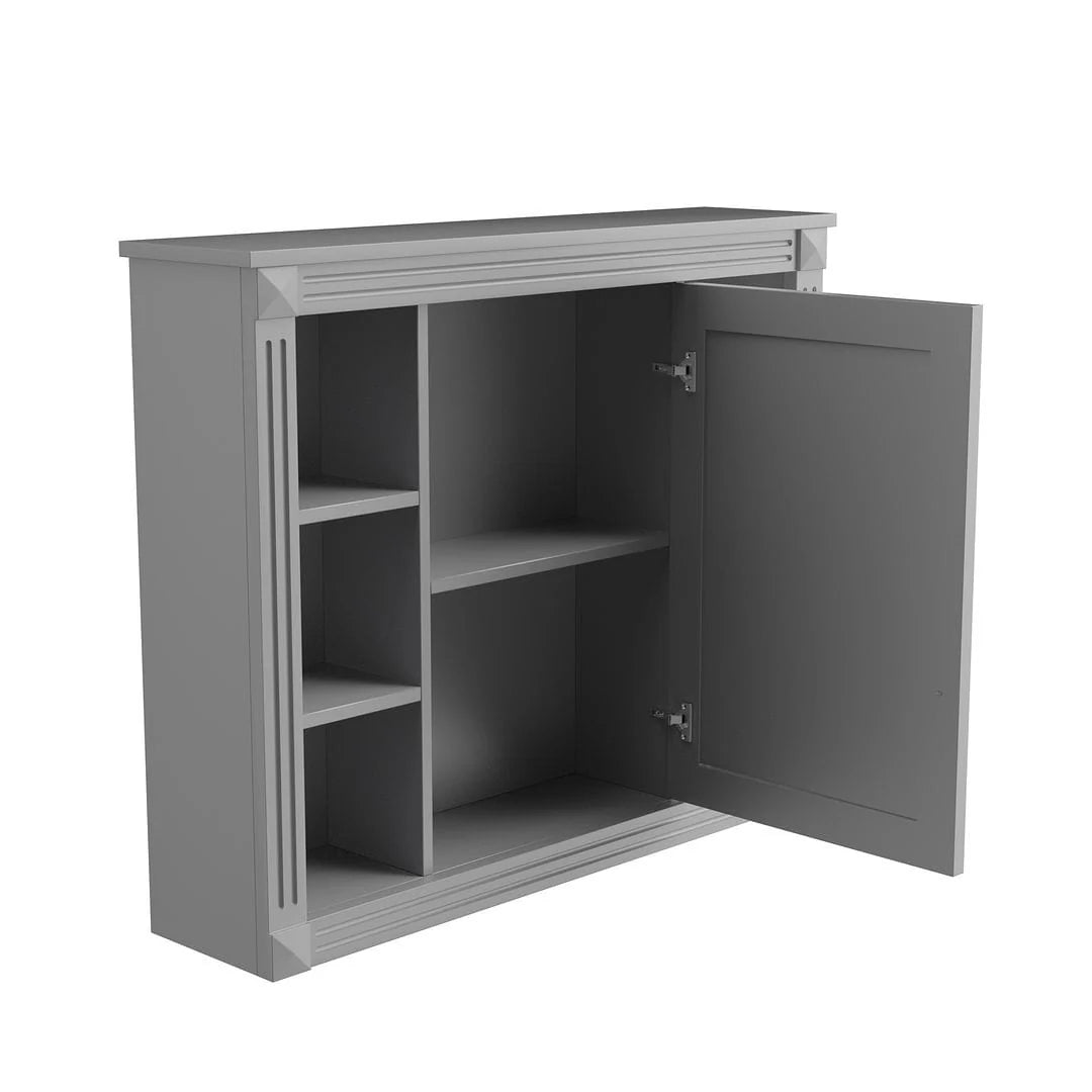 Moderne badkamermeubelset van 36 inch met wastafelblad, spiegelkast, 2 deuren en 2 laden