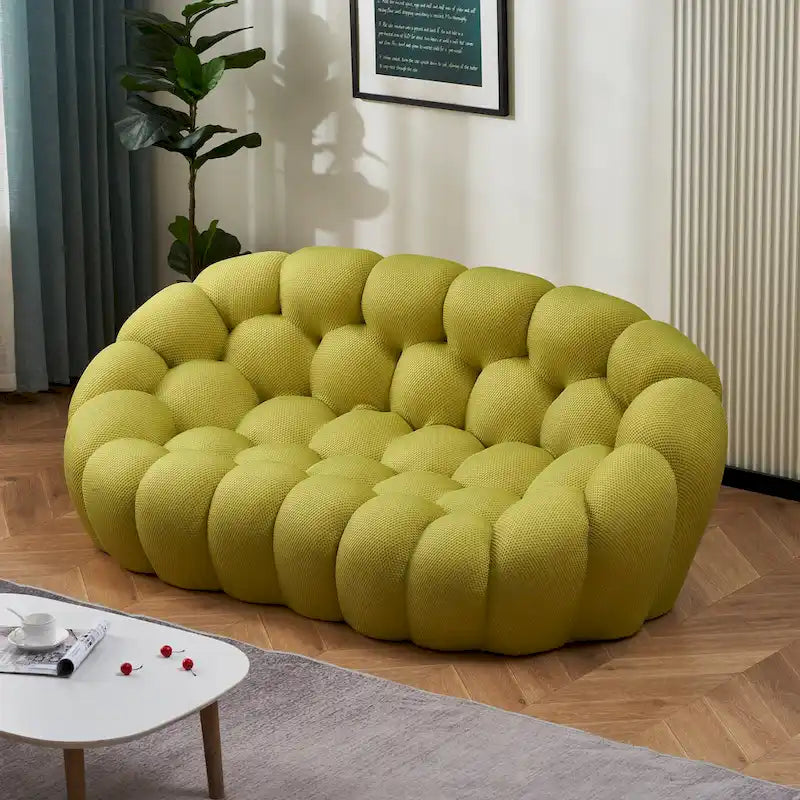 Sofá relax curvo Bubble de 2 lugares, em forma de favo de mel, com tecido têxtil 3D, para sala de estar, salão ou apartamento