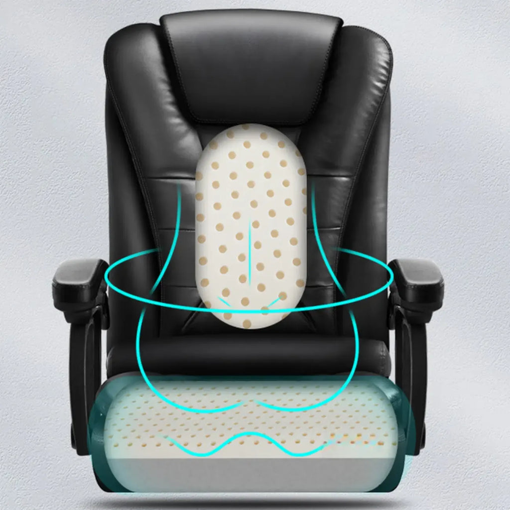 Ergonomické otočné kancelářské křeslo z černé kůže s podnožkou
