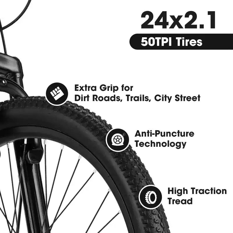 Mountain bike Okak da 24/26 pollici con 21 velocità e freni a doppio disco, bicicletta per bambini con sospensione anteriore da 100 mm, bici da sterrato per adolescenti e donne