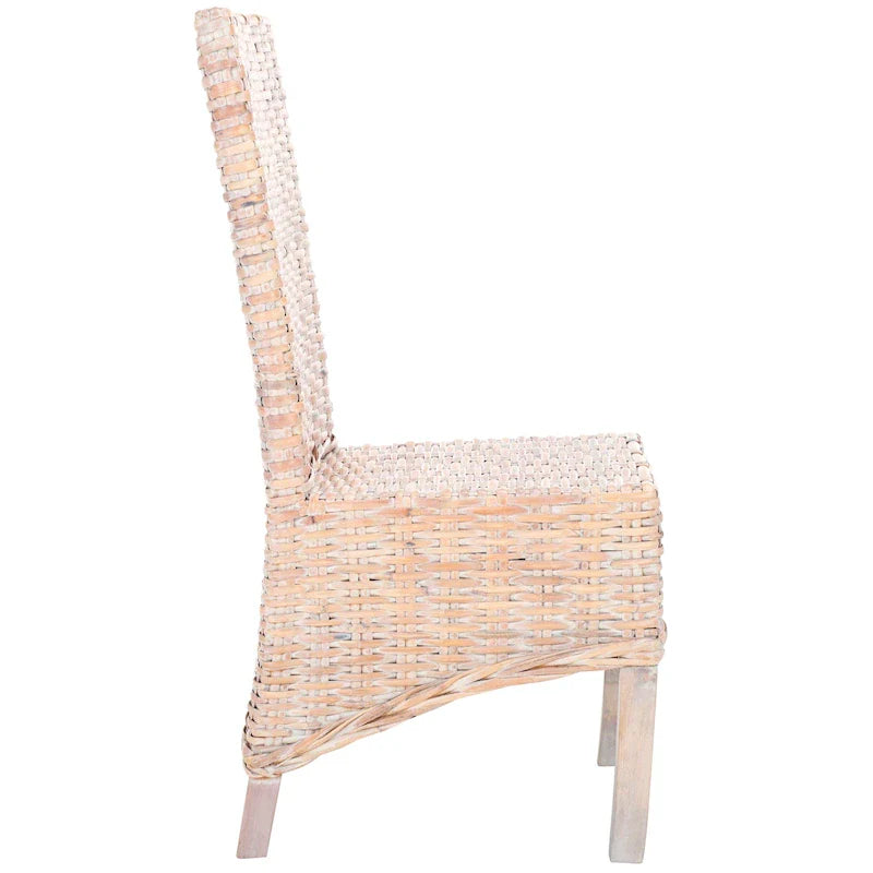 Set aus 2 Esszimmerstühlen aus natürlichem Flechtwerk, 19 B × 22 T × 41 H, Boho-Küstenstil