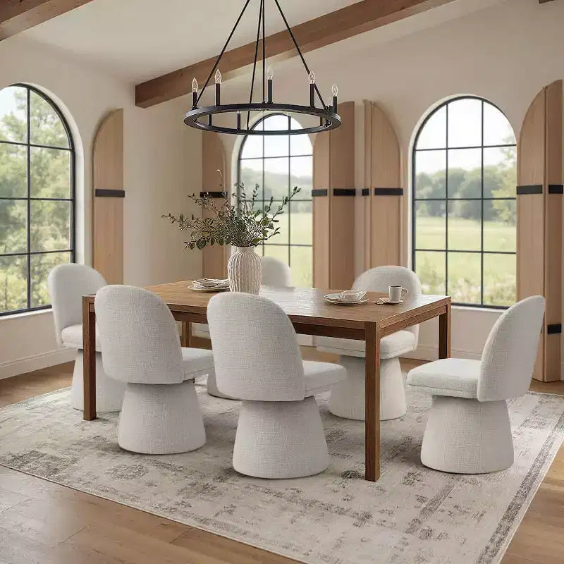 Sada 6 moderních otočných jídelních židlí bez područek s otočením o 360° a podstavcem ve stylu podstavce, elegantní akcentní židle do kuchyně, jídelny nebo kanceláře -Panipeachy