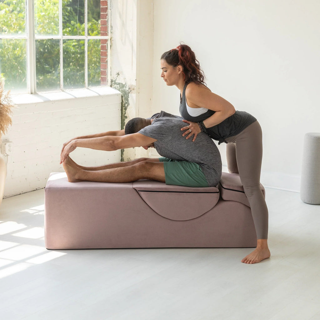 Avana Kami converteerbare chaise longue / yoga en massage - 2-in-1 hocker met verborgen uitklapbare yogastoel, microvelours - N/A