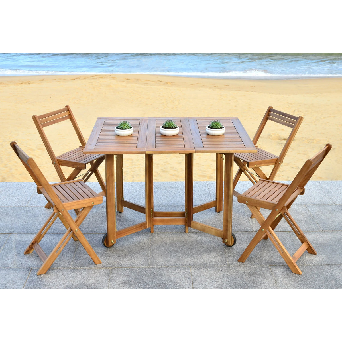 Conjunto de mesa de jantar exterior SAFAVIEH Brandy com 5 peças - 43Wx35Dx29H