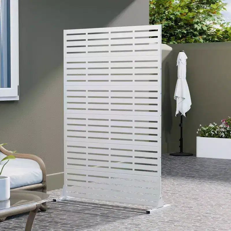 MAYEERTY 72 x 47 Zoll großer weißer Sichtschutz für den Außenbereich aus Naturmaterial, 6-teiliges Set, natürlicher Klappteiler für Hinterhof und Garten