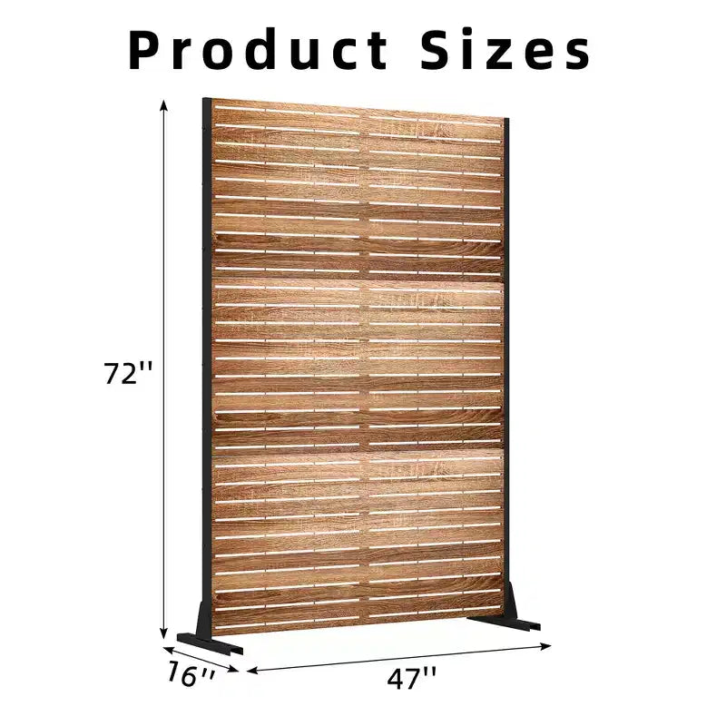 MAYEERTY Divisorio da 72 pollici con struttura zincata, pannello in legno effetto venatura, schermo per la privacy, recinzione da giardino o patio, beige