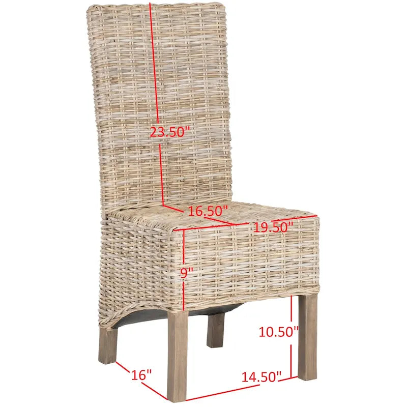 Set aus 2 Esszimmerstühlen aus natürlichem Flechtwerk, 19 B × 22 T × 41 H, Boho-Küstenstil