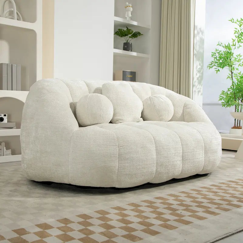 Witte chenille loungefauteuil van 63,78 met schuim met hoge dichtheid