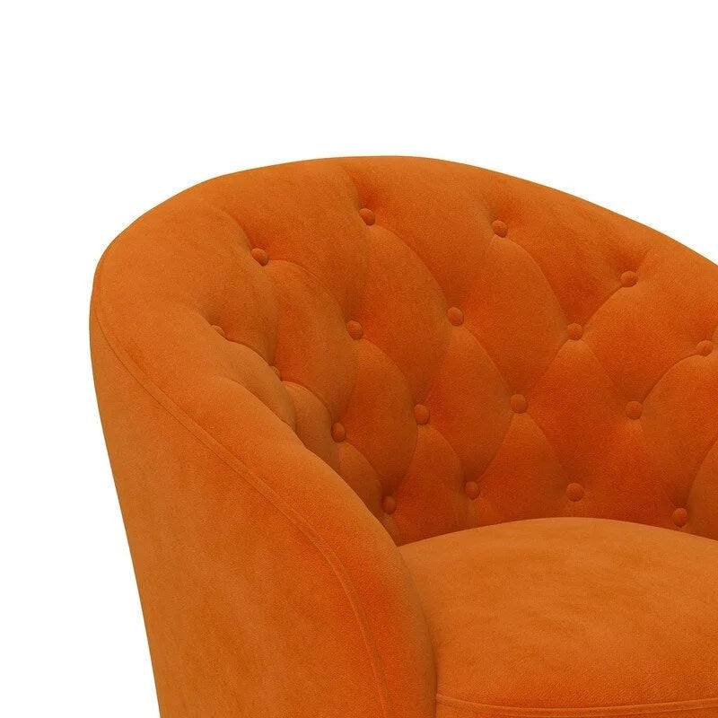 SEYNAR Modern Velvet Upholstered 360 Degree Swivel Barrel Chair with Button Tufted Back Set of 2
