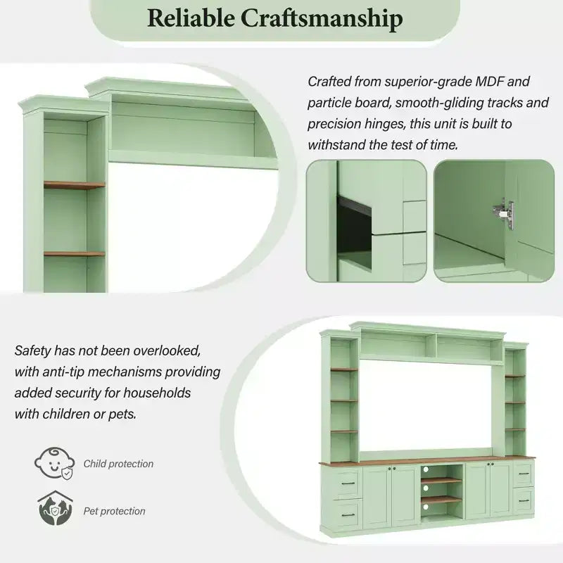 Unità a parete centro d'intrattenimento in stile rustico ModernLuxe 4-in-1, adatta a TV fino a 70, mobile TV e console multimediale con ripiani e cassetti regolabili