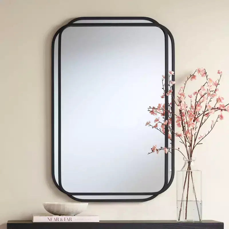 Specchio da parete Double Radius opaco nero 24 x 36 1/4