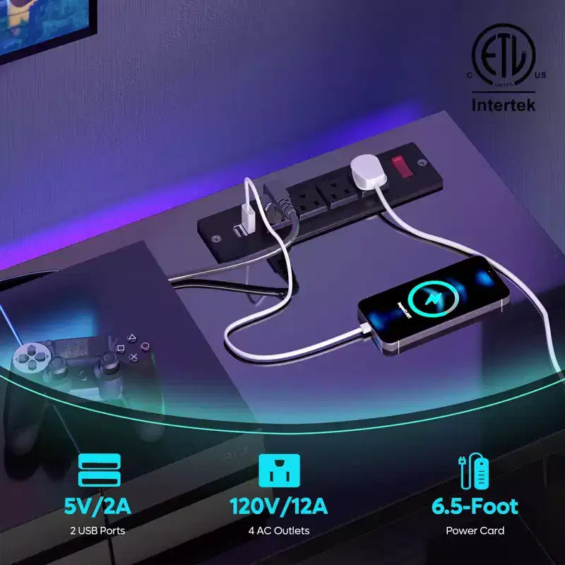 Mobile Porta TV da 55 pollici a LED, Consolle Multimediale Moderna con Presa di Corrente