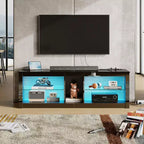 Mobile Porta TV da 55 pollici a LED, Consolle Multimediale Moderna con Presa di Corrente