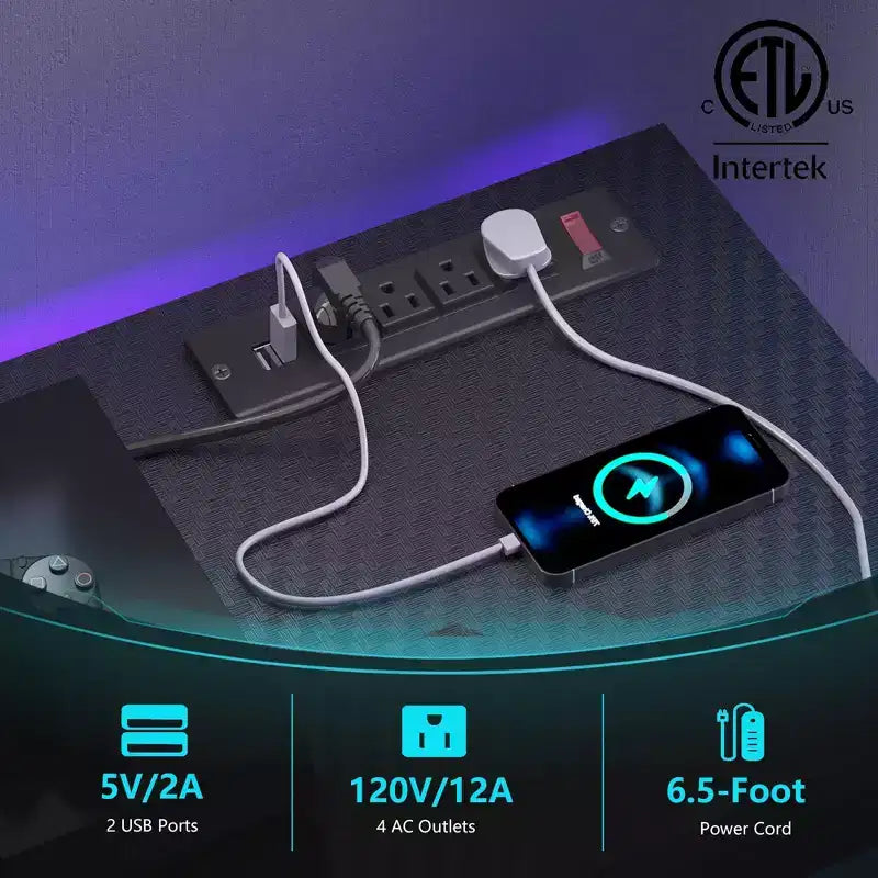 Mobile Porta TV da 55 pollici a LED, Consolle Multimediale Moderna con Presa di Corrente