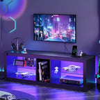 Mobile Porta TV da 55 pollici a LED, Consolle Multimediale Moderna con Presa di Corrente